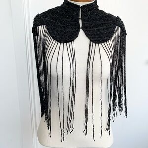 Blaque Label Black Beaded Fringe Collar Scarf